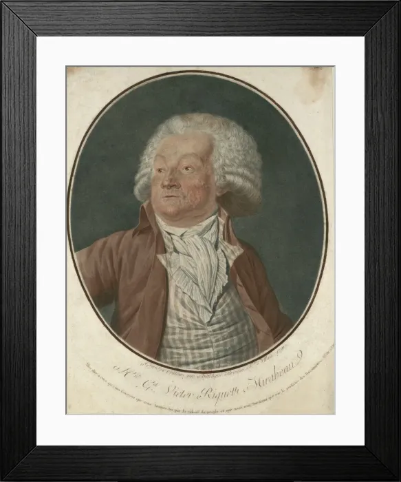 Framed Print : Portrait of the author Gabriel de Riqueti, comte de Mirabeau (1749-1791), 1791. Artist: Allais (nee Briceau), Angelique (active 18th century) Framed Print : Portrait of the author Gabriel de Riqueti, comte de Mirabeau (1749-1791), 1791. Artist: Allais (nee Briceau), Angelique (active 18th century)