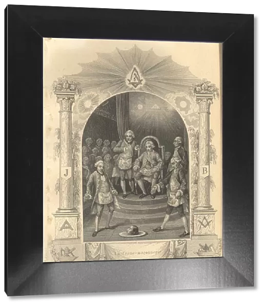 The French Freemasons ceremony, 1844. Artist: Anonymous