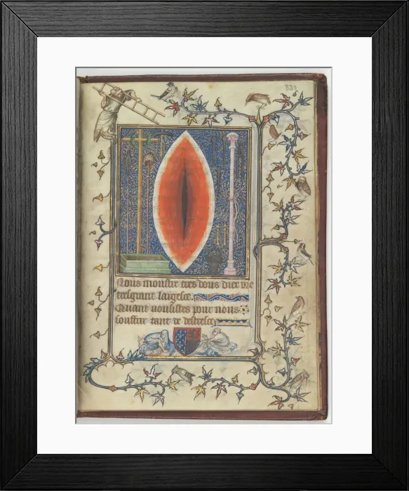 Framed Print : Wound of Christ (from the Psalter and Prayer book of Bonne de Luxembourg), ca 1345. Artist: Anonymous master Framed Print : Wound of Christ (from the Psalter and Prayer book of Bonne de Luxembourg), ca 1345. Artist: Anonymous master