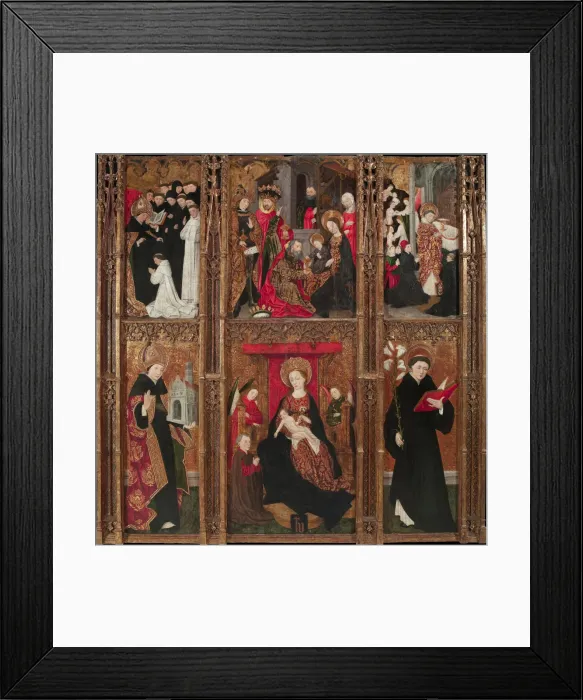 Framed Print : Altarpiece of the Virgin, Saint Augustine and Saint Nicholas of Tolentino, 1462. Artist: Antoine de Lonhy (1446-1490)