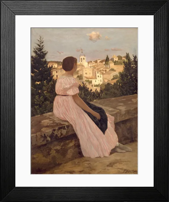Framed Print : The Pink Dress (La Robe Rose), 1864. Artist: Bazille, Frederic (1841-1870) Framed Print : The Pink Dress (La Robe Rose), 1864. Artist: Bazille, Frederic (1841-1870)