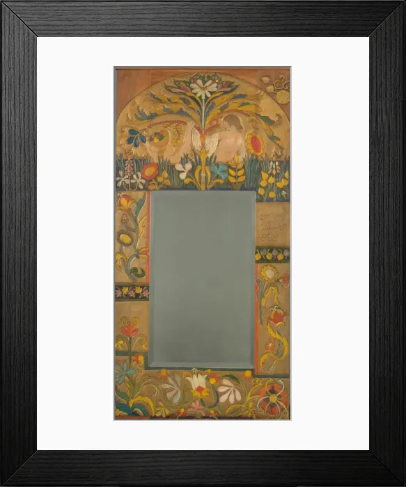 Framed Print : Mirror frame decorated with plants, flowers and two women figures, 1908. Artist: Bernard, Emile (1868-1941) Framed Print : Mirror frame decorated with plants, flowers and two women figures, 1908. Artist: Bernard, Emile (1868-1941)