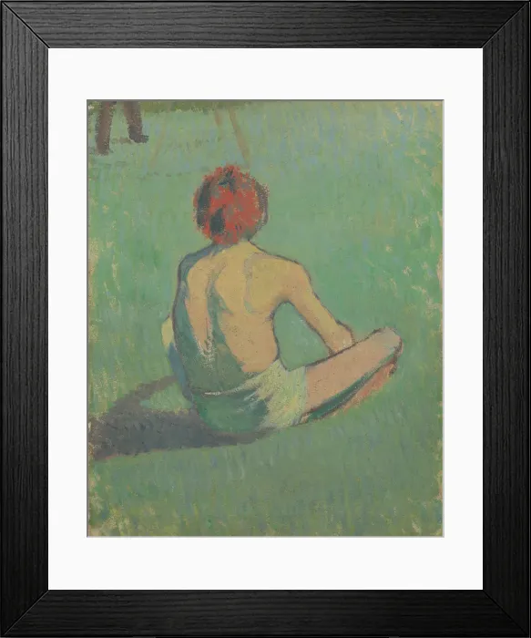 Framed Print : Boy sitting in the grass, 1886. Artist: Bernard, Emile (1868-1941) Framed Print : Boy sitting in the grass, 1886. Artist: Bernard, Emile (1868-1941)