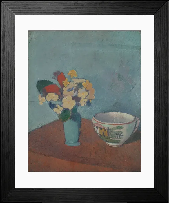 Framed Print : Vase with flowers and cup, 1887. Artist: Bernard, Emile (1868-1941) Framed Print : Vase with flowers and cup, 1887. Artist: Bernard, Emile (1868-1941)