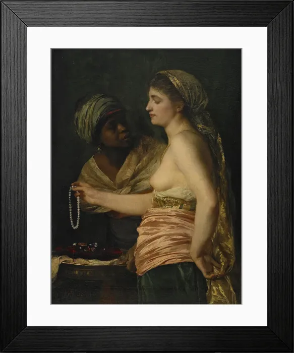 Framed Print : Girl with a Pearl Necklace, 1874. Artist: Blanchard, Edouard-Theophile (1844-1879) Framed Print : Girl with a Pearl Necklace, 1874. Artist: Blanchard, Edouard-Theophile (1844-1879)