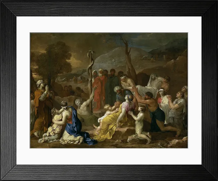Framed Print : Moses and the Brazen Serpent, 1653-1654. Artist: Bourdon, Sebastien (1616-1671) Framed Print : Moses and the Brazen Serpent, 1653-1654. Artist: Bourdon, Sebastien (1616-1671)