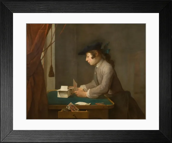 Framed Print : The House of Cards, 1735. Artist: Chardin, Jean-Baptiste Simeon (1699-1779) Framed Print : The House of Cards, 1735. Artist: Chardin, Jean-Baptiste Simeon (1699-1779)
