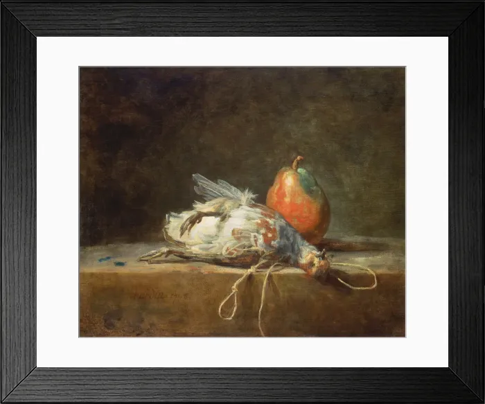 Framed Print : Still Life with Partridge and Pear, 1748. Artist: Chardin, Jean-Baptiste Simeon (1699-1779) Framed Print : Still Life with Partridge and Pear, 1748. Artist: Chardin, Jean-Baptiste Simeon (1699-1779)