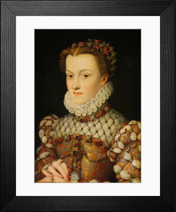 Framed Print : Elisabeth of Austria (1554?1592), Queen of France, ca 1571-1572. Artist: Clouet, Francois (1510-1572) Framed Print : Elisabeth of Austria (1554?1592), Queen of France, ca 1571-1572. Artist: Clouet, Francois (1510-1572)