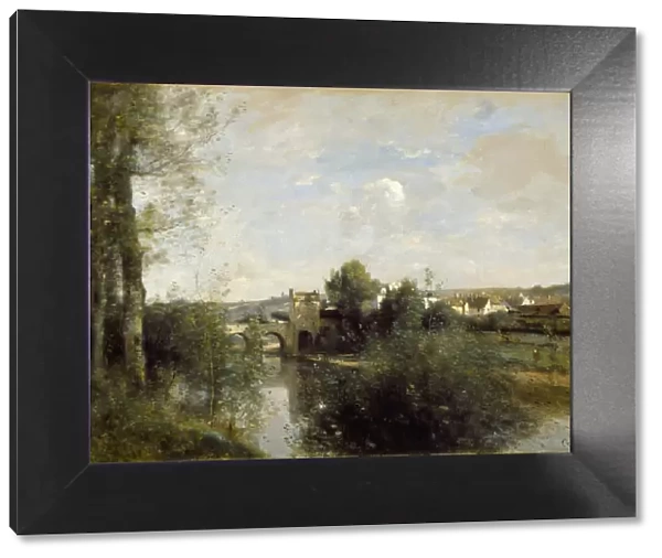 Seine and Old Bridge at Limay, 1872. Artist: Corot, Jean-Baptiste Camille (1796-1875)