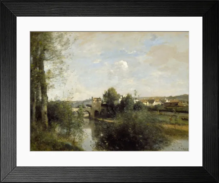 Framed Print : Seine and Old Bridge at Limay, 1872. Artist: Corot, Jean-Baptiste Camille (1796-1875) Framed Print : Seine and Old Bridge at Limay, 1872. Artist: Corot, Jean-Baptiste Camille (1796-1875)