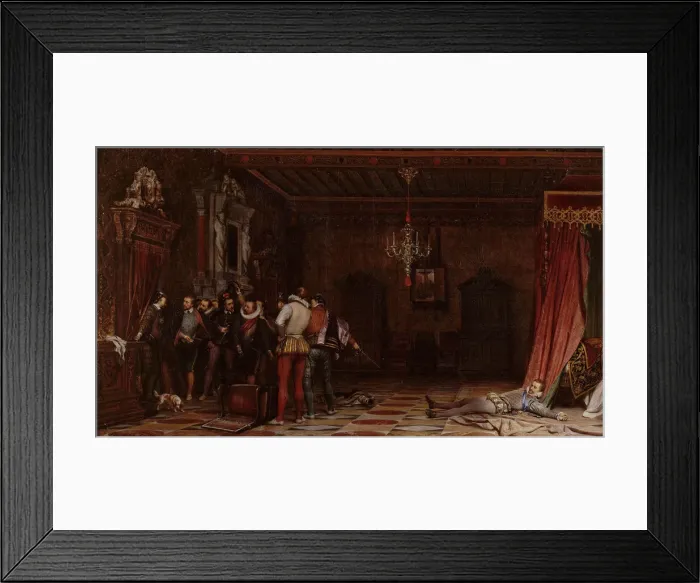 Framed Print : The assassination of the Duke of Guise at the chateau of Blois in 1588, 1834. Artist: Delaroche, Paul Hippolyte (1797-1856) Framed Print : The assassination of the Duke of Guise at the chateau of Blois in 1588, 1834. Artist: Delaroche, Paul Hippolyte (1797-1856)
