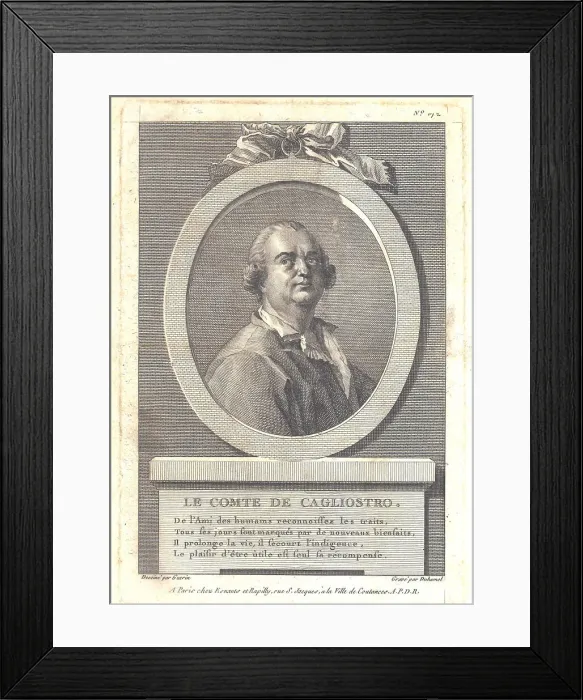 Framed Print : Count Alessandro di Cagliostro (1743-1795), 1781. Artist: Duhamel du Monceau, Henri-Louis (1700-1782) Framed Print : Count Alessandro di Cagliostro (1743-1795), 1781. Artist: Duhamel du Monceau, Henri-Louis (1700-1782)