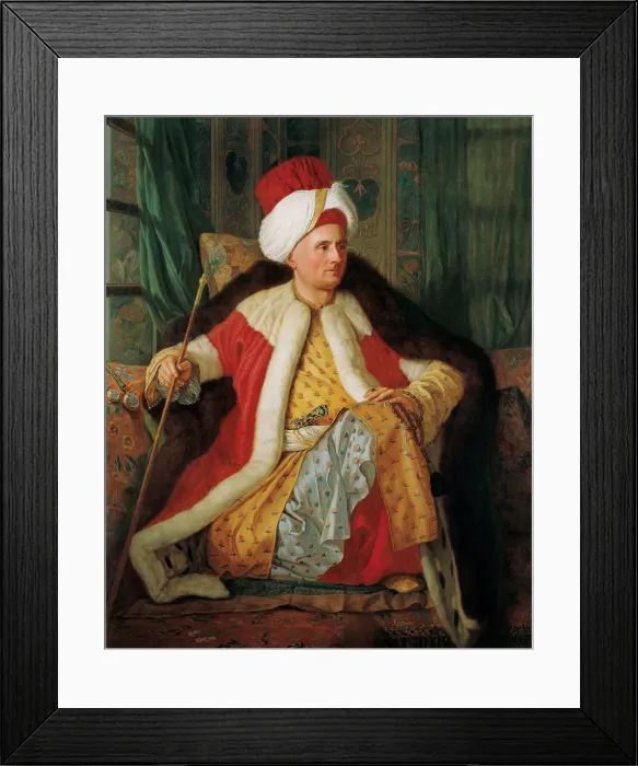 Framed Print : Portrait of Charles Gravier Count of Vergennes and French Ambassador, in Turkish Attire, Second Half of the 18th cen Artist: Favray, Antoine de (1706-1791) Framed Print : Portrait of Charles Gravier Count of Vergennes and French Ambassador, in Turkish Attire, Second Half of the 18th cen Artist: Favray, Antoine de (1706-1791)