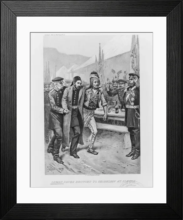 Framed Print : Osman Pasha brought to Skobelev at Plevna, c. 1895. Artist: Ferris, Jean Leon Gerome (1863-1930) Framed Print : Osman Pasha brought to Skobelev at Plevna, c. 1895. Artist: Ferris, Jean Leon Gerome (1863-1930)