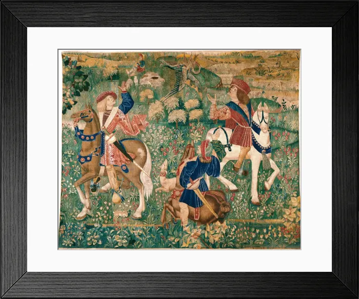 Framed Print : Falconry Scene, c. 1500. Artist: French master Framed Print : Falconry Scene, c. 1500. Artist: French master