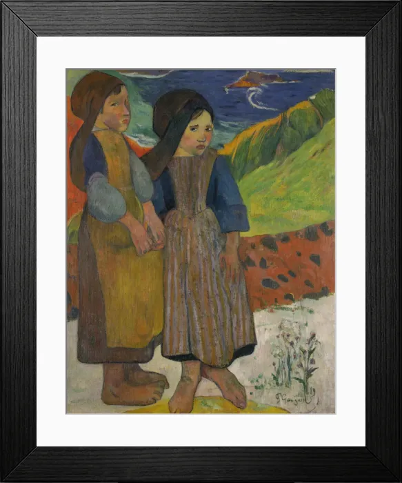 Framed Print : Two Breton Girls by the Sea, 1889. Artist: Gauguin, Paul Eugene Henri (1848-1903) Framed Print : Two Breton Girls by the Sea, 1889. Artist: Gauguin, Paul Eugene Henri (1848-1903)