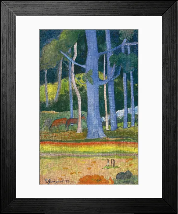 Framed Print : Landscape with blue trees (Paysage aux troncs bleus), 1892. Artist: Gauguin, Paul Eugene Henri (1848-1903) Framed Print : Landscape with blue trees (Paysage aux troncs bleus), 1892. Artist: Gauguin, Paul Eugene Henri (1848-1903)