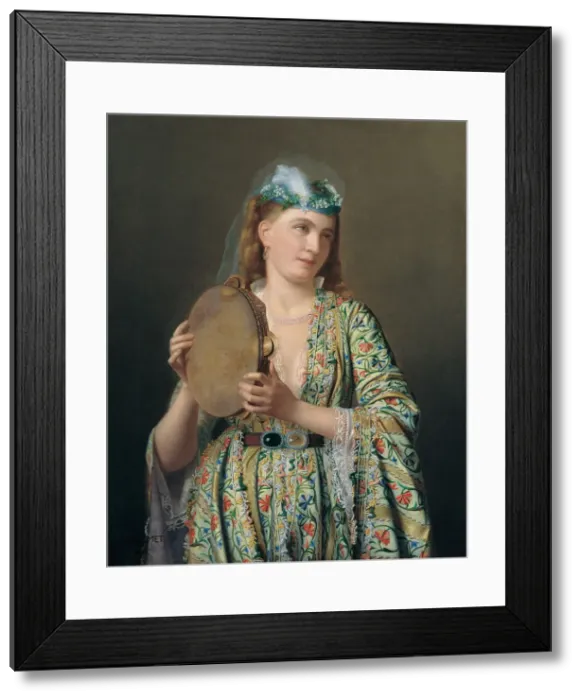 Framed Print : Portrait of a Lady of the Court Playing the Tambourine, Second Half of the 19th cen Artist: Guillemet, Pierre Desire (1827-1878) Framed Print : Portrait of a Lady of the Court Playing the Tambourine, Second Half of the 19th cen Artist: Guillemet, Pierre Desire (1827-1878)