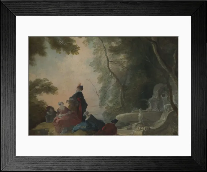 Framed Print : Gallant Party by a Fountain. Artist: Lajoue, Jacques, de (1686-1761) Framed Print : Gallant Party by a Fountain. Artist: Lajoue, Jacques, de (1686-1761)
