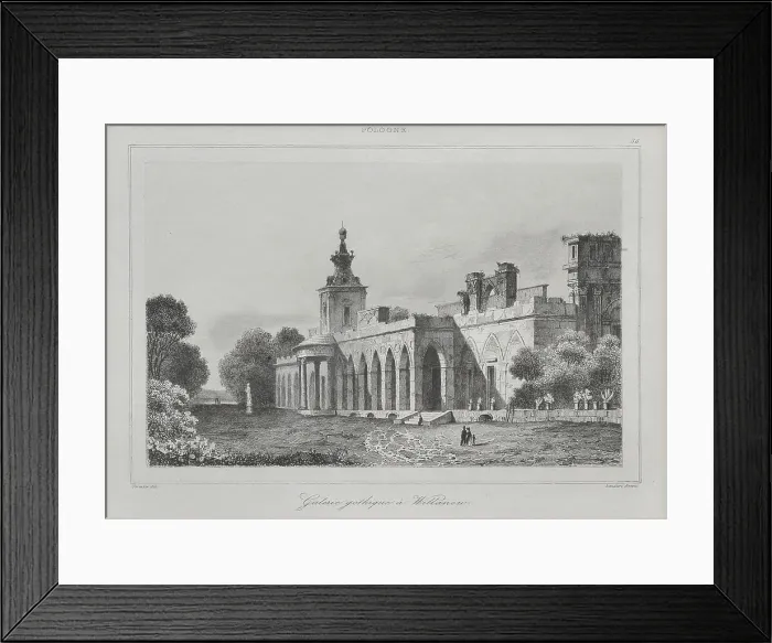 Framed Print : View of the Gothic Gallery in the Wilanow Palace, 1840. Artist: Lemaître, Augustin Francois (1792-1870) Framed Print : View of the Gothic Gallery in the Wilanow Palace, 1840. Artist: Lemaître, Augustin Francois (1792-1870)