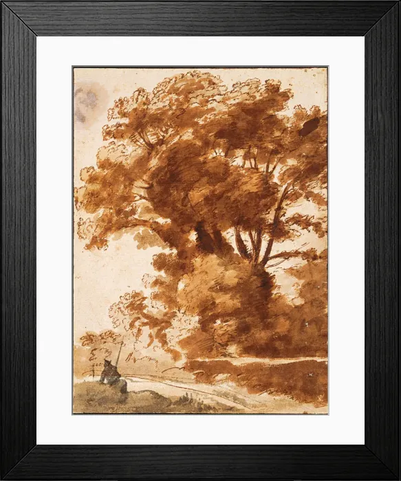 Framed Print : Group of Trees and Resting Sheperd, 1630s. Artist: Lorrain, Claude (1600-1682) Framed Print : Group of Trees and Resting Sheperd, 1630s. Artist: Lorrain, Claude (1600-1682)