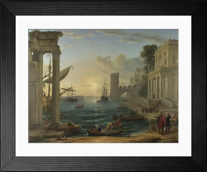 Framed Print : Seaport with the Embarkation of the Queen of Sheba, 1648. Artist: Lorrain, Claude (1600-1682) Framed Print : Seaport with the Embarkation of the Queen of Sheba, 1648. Artist: Lorrain, Claude (1600-1682)
