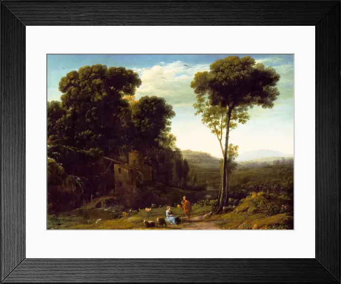 Framed Print : Pastoral Landscape with a Mill, 1634. Artist: Lorrain, Claude (1600-1682) Framed Print : Pastoral Landscape with a Mill, 1634. Artist: Lorrain, Claude (1600-1682)