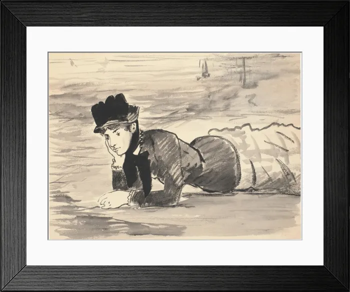 Framed Print : Woman Lying on the Beach. Annabel Lee, ca 1881. Artist: Manet, Edouard (1832-1883) Framed Print : Woman Lying on the Beach. Annabel Lee, ca 1881. Artist: Manet, Edouard (1832-1883)