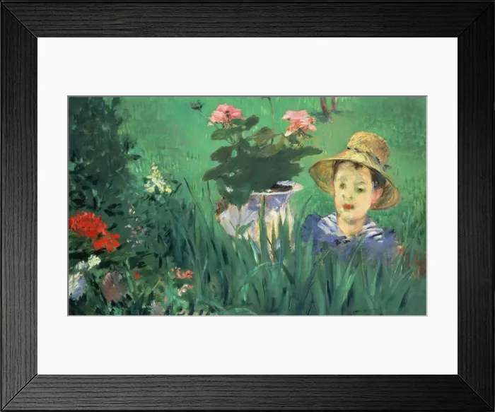Framed Print : Boy in Flowers (Jacques Hoschede), 1876. Artist: Manet, Edouard (1832-1883) Framed Print : Boy in Flowers (Jacques Hoschede), 1876. Artist: Manet, Edouard (1832-1883)