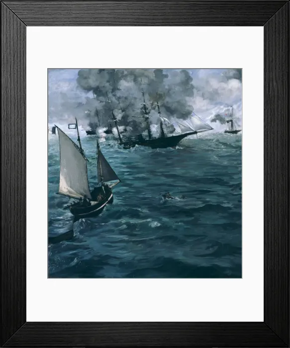 Framed Print : The Battle of the Kearsarge and the Alabama, 1864. Artist: Manet, Edouard (1832-1883) Framed Print : The Battle of the Kearsarge and the Alabama, 1864. Artist: Manet, Edouard (1832-1883)