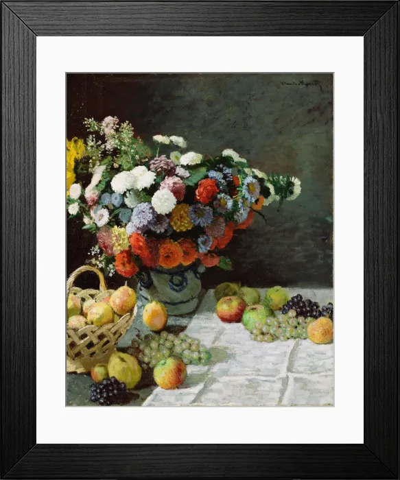 Framed Print : Still Life with Flowers and Fruit, 1869. Artist: Monet, Claude (1840-1926) Framed Print : Still Life with Flowers and Fruit, 1869. Artist: Monet, Claude (1840-1926)
