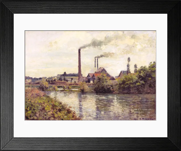 Framed Print : The Factory at Pontoise, 1873. Artist: Pissarro, Camille (1830-1903) Framed Print : The Factory at Pontoise, 1873. Artist: Pissarro, Camille (1830-1903)