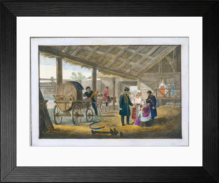 Framed Print : The inn on the roadside, 1820. Artist: Pluchart, Alexander (1777-1827)
