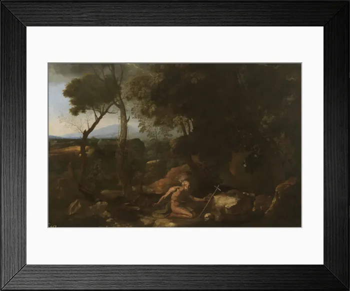 Framed Print : Landscape with Saint Paul the Hermit, 1638. Artist: Poussin, Nicolas (1594-1665) Framed Print : Landscape with Saint Paul the Hermit, 1638. Artist: Poussin, Nicolas (1594-1665)