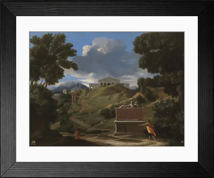 Framed Print : Landscape with Antique Tomb and Two Figures, 1642-1647. Artist: Poussin, Nicolas (1594-1665) Framed Print : Landscape with Antique Tomb and Two Figures, 1642-1647. Artist: Poussin, Nicolas (1594-1665)