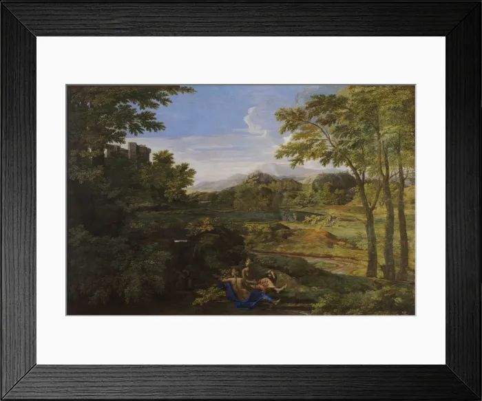 Framed Print : Landscape with two Nymphs and a Snake, ca 1659. Artist: Poussin, Nicolas (1594-1665) Framed Print : Landscape with two Nymphs and a Snake, ca 1659. Artist: Poussin, Nicolas (1594-1665)