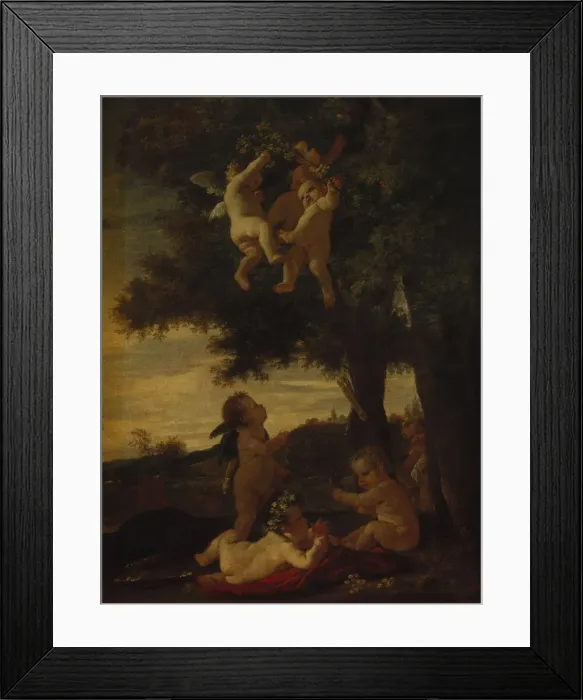 Framed Print : Cupids and Geniuses, 1630-1633. Artist: Poussin, Nicolas (1594-1665) Framed Print : Cupids and Geniuses, 1630-1633. Artist: Poussin, Nicolas (1594-1665)
