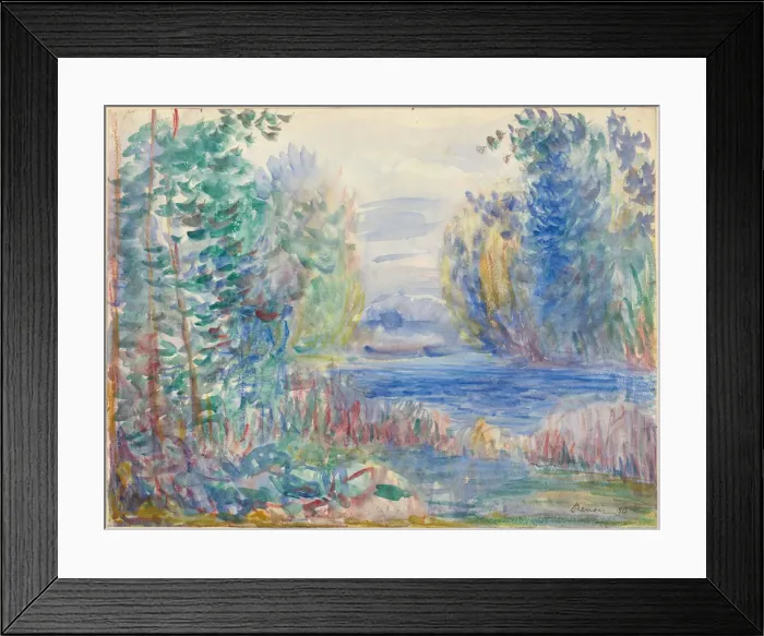 Framed Print : River Landscape, 1890. Artist: Renoir, Pierre Auguste (1841-1919) Framed Print : River Landscape, 1890. Artist: Renoir, Pierre Auguste (1841-1919)