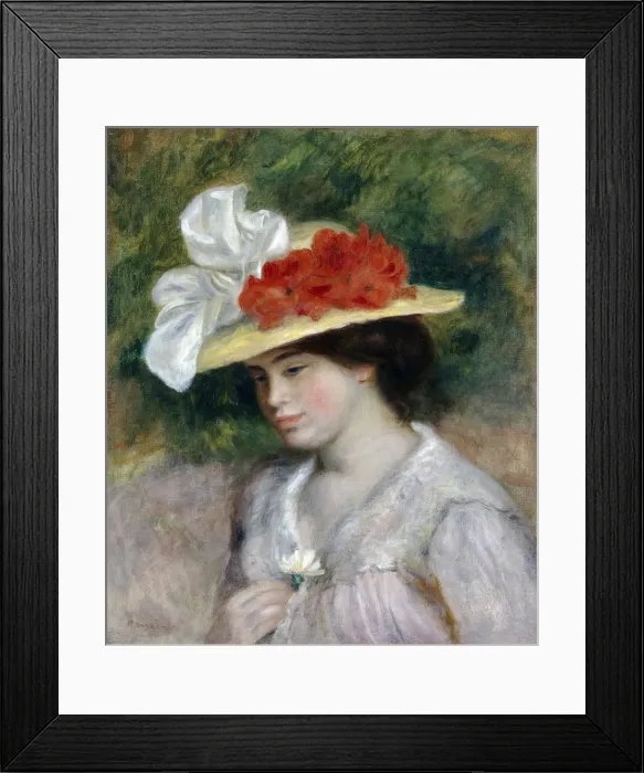 Framed Print : Woman in a Flowered Hat, 1889. Artist: Renoir, Pierre Auguste (1841-1919) Framed Print : Woman in a Flowered Hat, 1889. Artist: Renoir, Pierre Auguste (1841-1919)