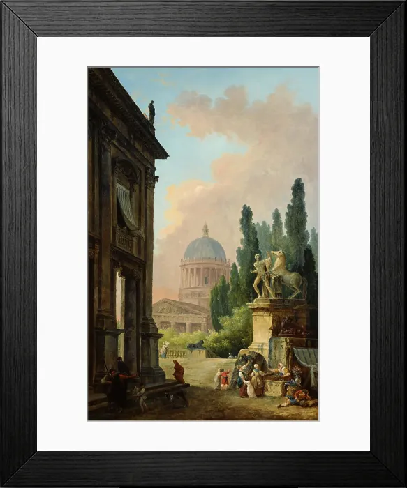 Framed Print : View of Rome with the Horse Tamer of the Monte Cavallo, 1786. Artist: Robert, Hubert (1733-1808) Framed Print : View of Rome with the Horse Tamer of the Monte Cavallo, 1786. Artist: Robert, Hubert (1733-1808)