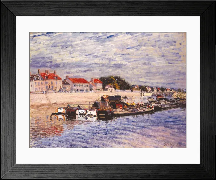 Framed Print : Barges on the Loing at Saint-Mammes, 1885. Artist: Sisley, Alfred (1839-1899) Framed Print : Barges on the Loing at Saint-Mammes, 1885. Artist: Sisley, Alfred (1839-1899)