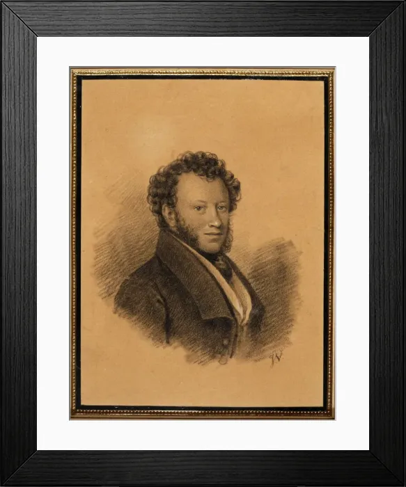 Framed Print : Portrait of the author Alexander S. Pushkin (1799-1837), 1827. Artist: Vivien, Joseph (1793-1852) Framed Print : Portrait of the author Alexander S. Pushkin (1799-1837), 1827. Artist: Vivien, Joseph (1793-1852)