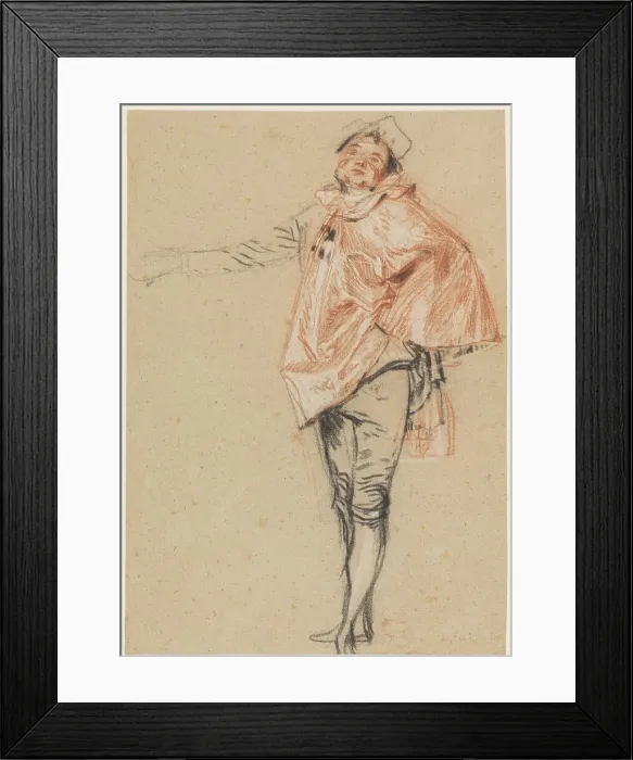Framed Print : Study of a Standing Dancer with an Outstretched Arm, 1710. Artist: Watteau, Jean Antoine (1684-1721) Framed Print : Study of a Standing Dancer with an Outstretched Arm, 1710. Artist: Watteau, Jean Antoine (1684-1721)
