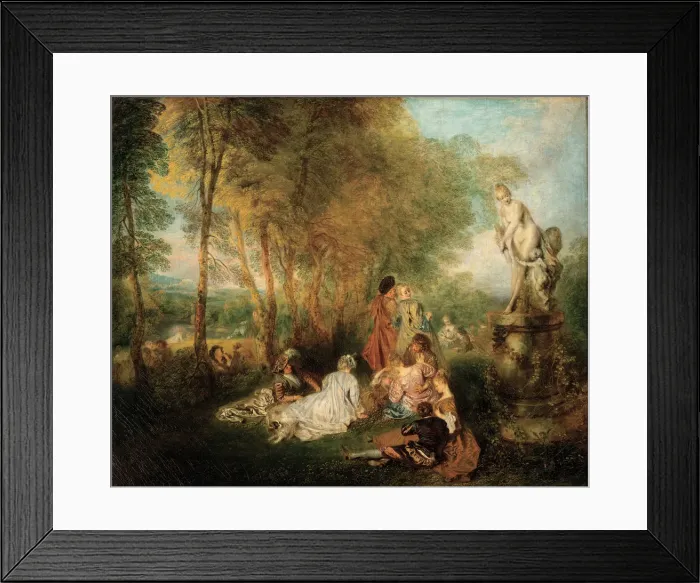 Framed Print : The Feast of Love, ca. 1718-1719. Artist: Watteau, Jean Antoine (1684-1721)