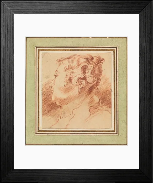 Framed Print : Study of Womans Head, c. 1725. Artist: Watteau, Jean Antoine (1684-1721) Framed Print : Study of Womans Head, c. 1725. Artist: Watteau, Jean Antoine (1684-1721)