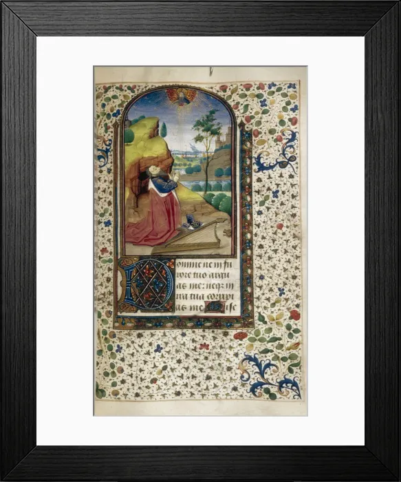 Framed Print : King David in prayer (Book of Hours), 1450-1499. Artist: Anonymous