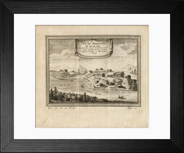Framed Print : View of Berezov, c. 1750. Artist: Anonymous