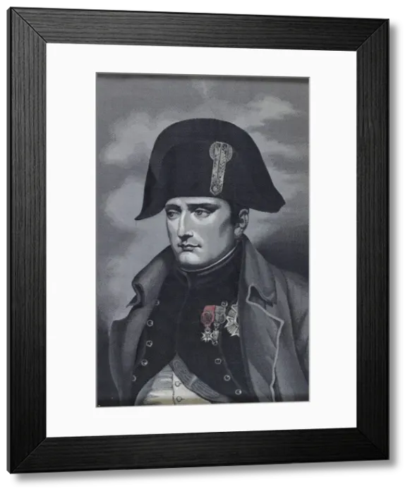 Framed Print : Silk Weaving Portrait of Emperor Napoleon I Bonaparte (1769-1821). Artist: Anonymous Framed Print : Silk Weaving Portrait of Emperor Napoleon I Bonaparte (1769-1821). Artist: Anonymous
