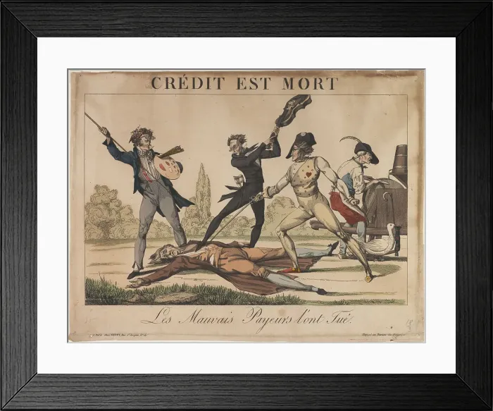 Framed Print : Credit est Mort (Credit is dead), Early 19th cen Artist: Anonymous Framed Print : Credit est Mort (Credit is dead), Early 19th cen Artist: Anonymous